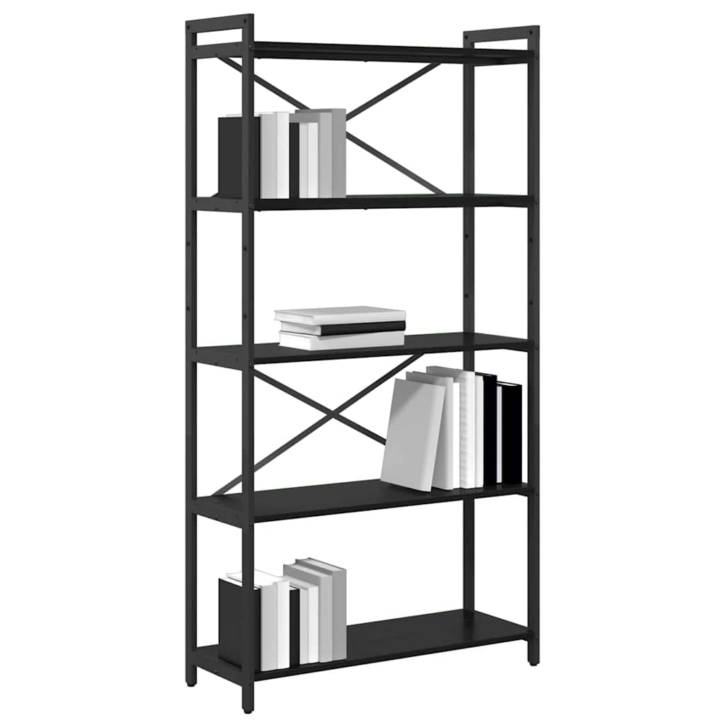 Hyllsystem Svart Ek 80 x 30 x 155 cm Konstruerat trä