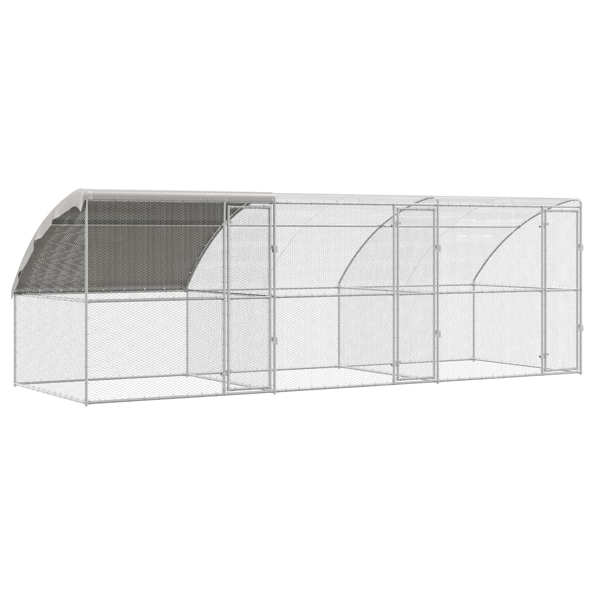 Hönsbur med 3 dörrar 3 st Silver 600x200x200cm Stål och PE