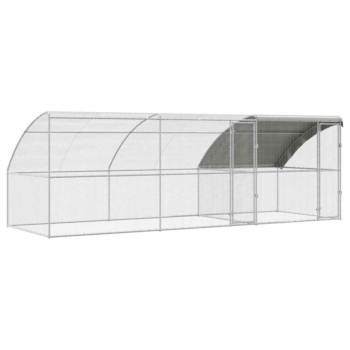 Hönsbur med 2 dörrar 3 st Silver 600x200x200cm Stål och PE