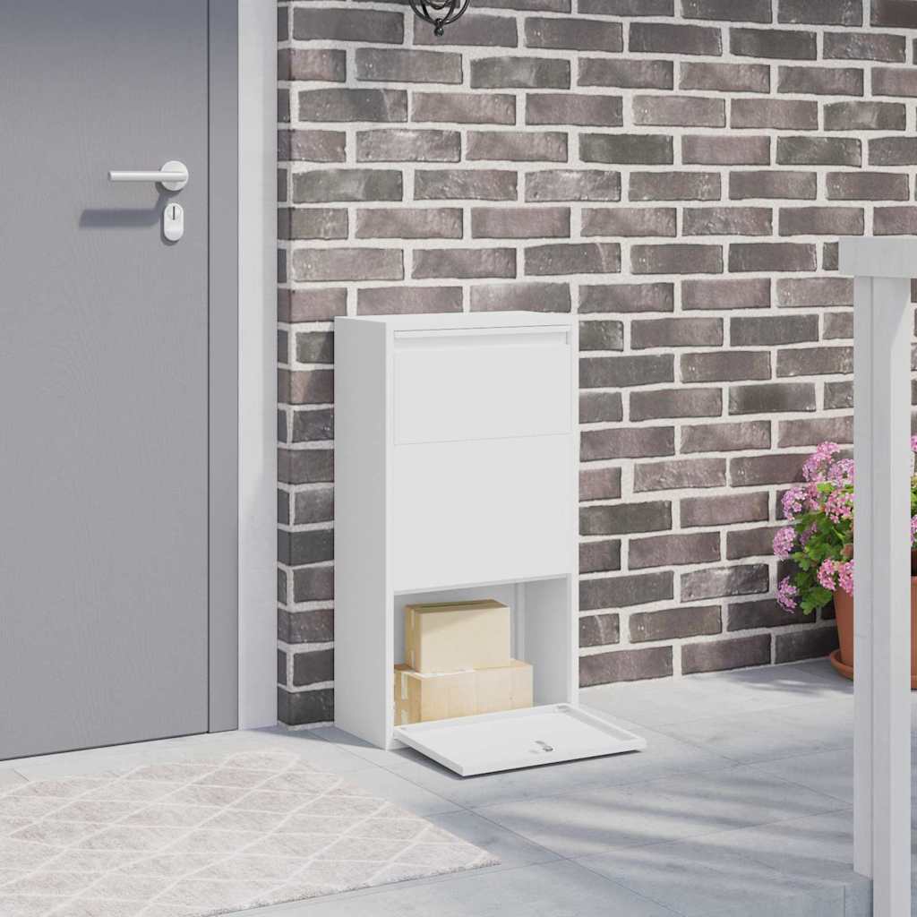 Paketbox med lagring med dörr med lås Vit 44 x 22 x 82 cm Stål