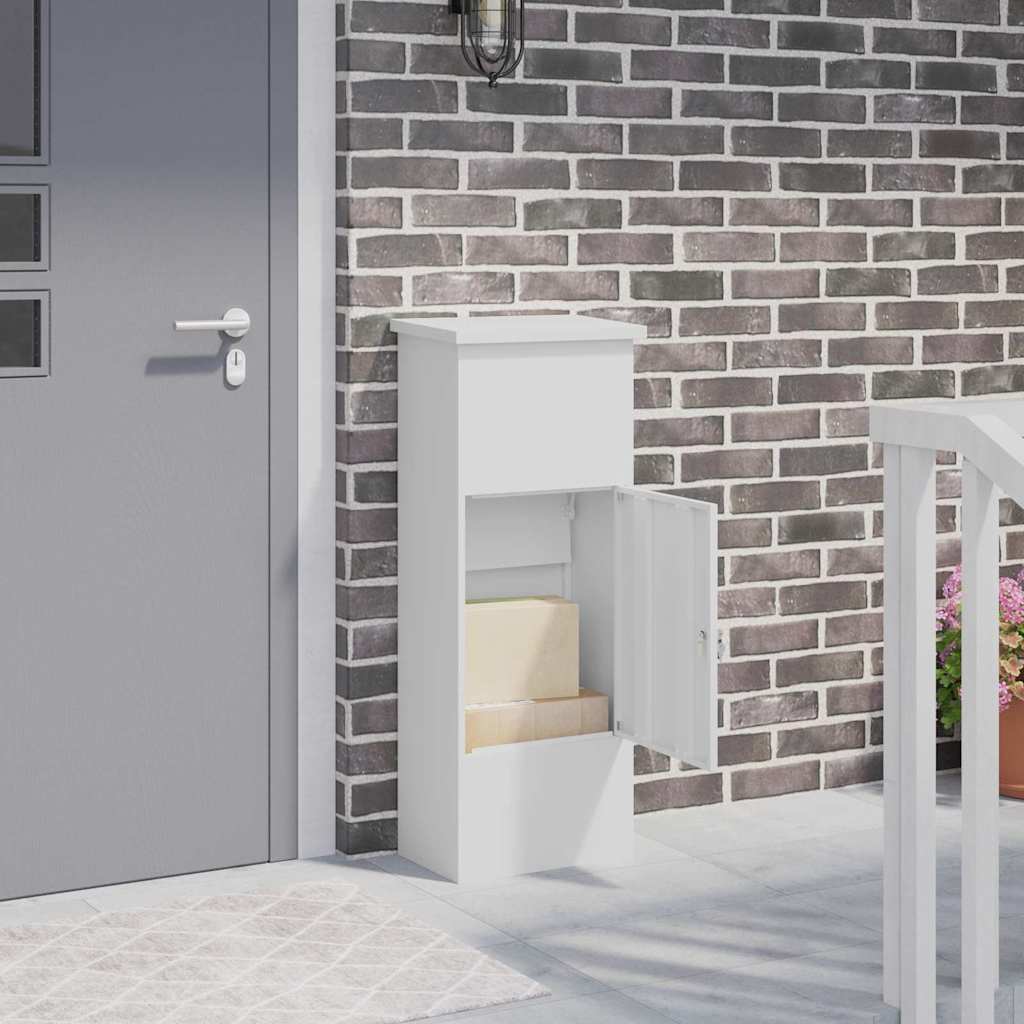 Paketbox med lagring med dörr Vit 44,5 x 29 x 110,5 cm Stål