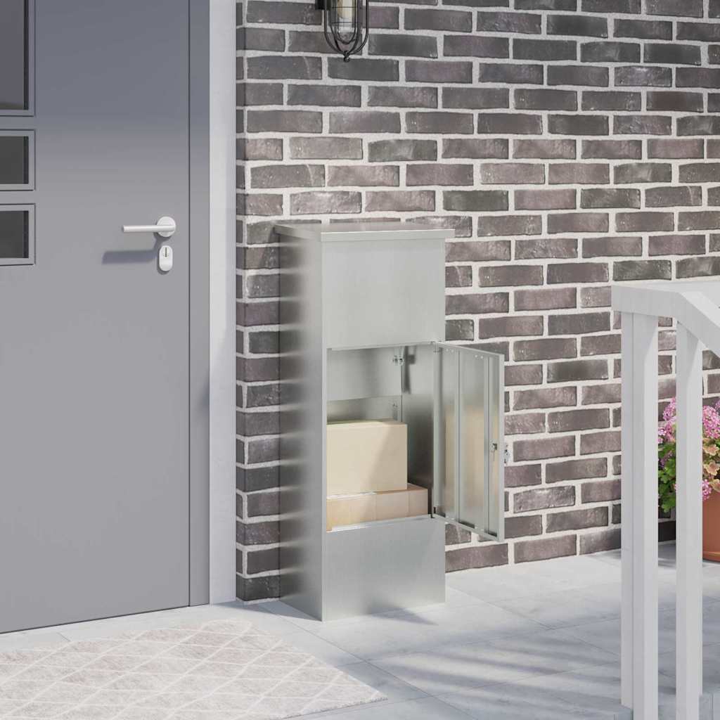 Paketbox med dörr Svart 44,5 x 29 x 110,5 cm Galvaniserat Stål