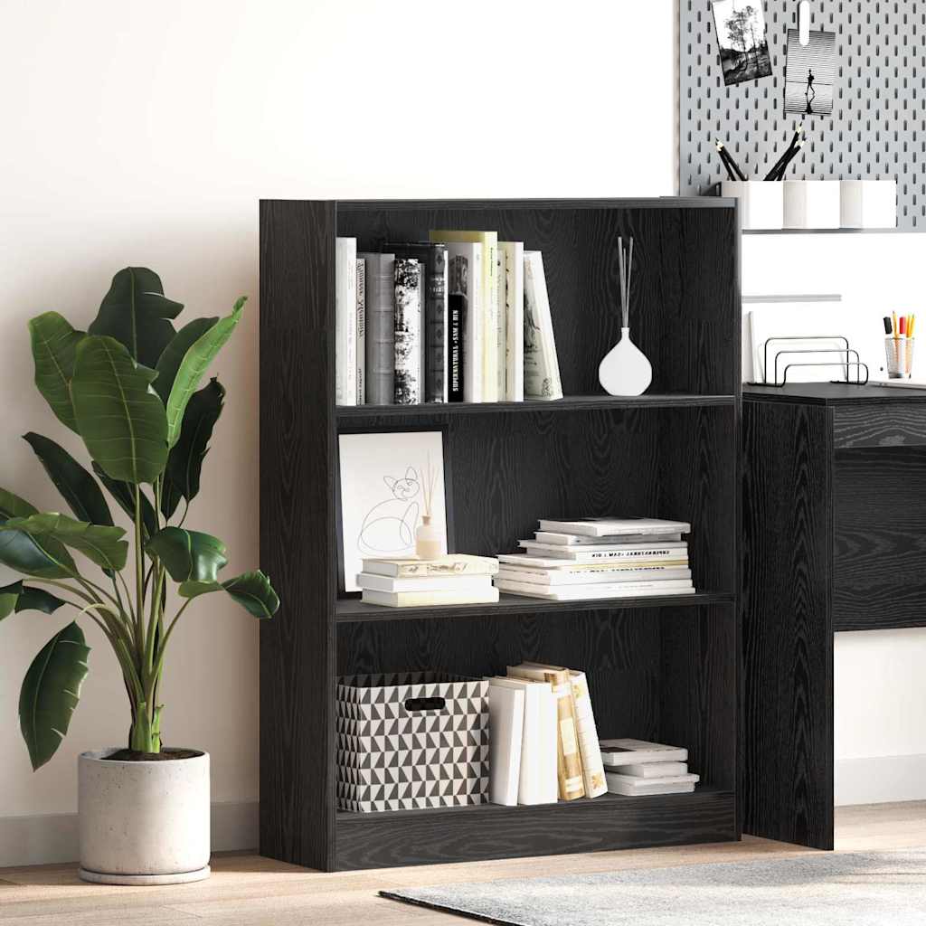 Hyllsystem Svart Ek 80 x 24 x 109 cm Konstruerat trä