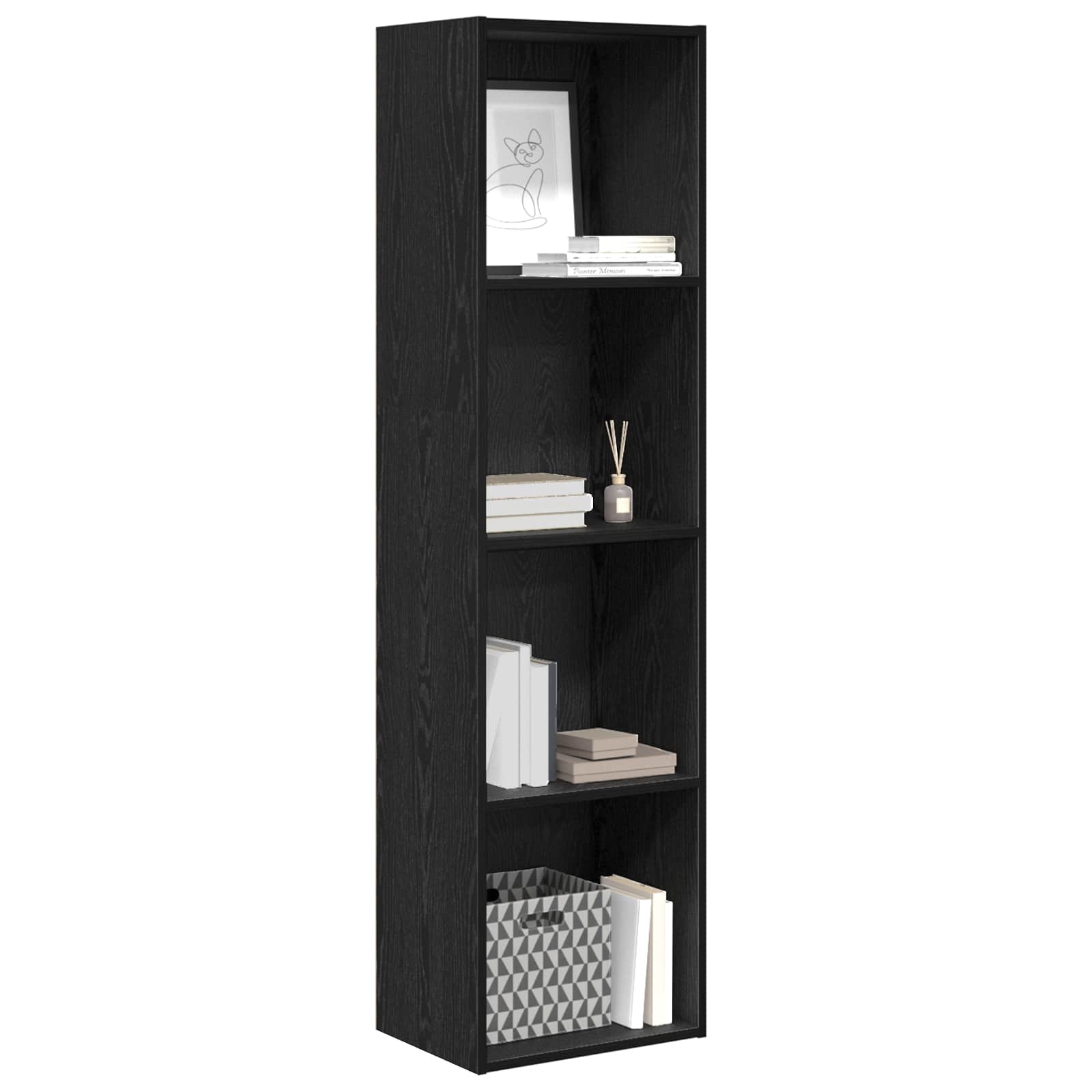 Hyllsystem Svart Ek 40 x 30 x 152 cm Konstruerat trä