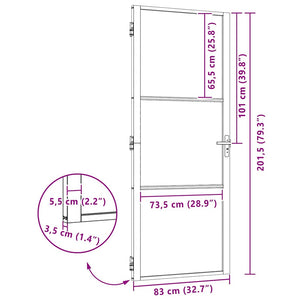 Glasdörr Fiskfjäll Svart 76 x 3.5 x 201.5 cm Aluminium