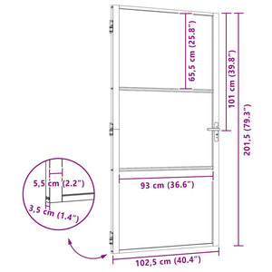 Glasdörr Fiskfjäll Svart 76 x 3.5 x 201.5 cm Aluminium