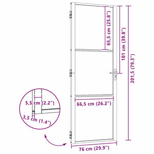 Glasdörr Randig Svart 76 x 3.5 x 201.5 cm Aluminium
