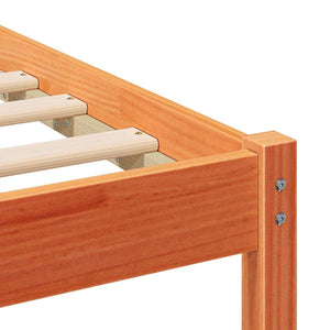 Sängram med huvudgavel Vaxbrun 120 x 190 cm Massiv furu