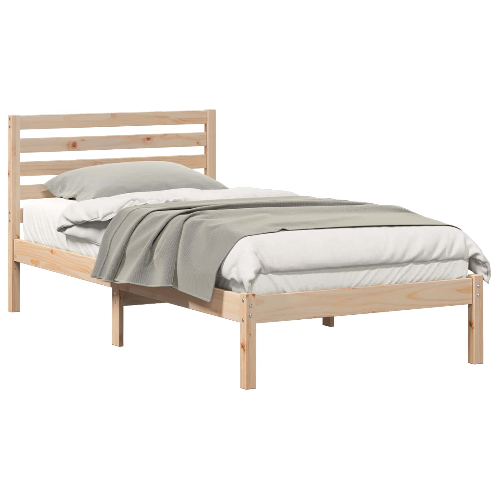 Sängram med huvudgavel Brun 75 x 190 cm Massiv furu