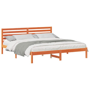 Sängram med huvudgavel Vaxbrun 200 x 200 cm Massiv furu