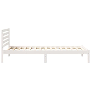 Sängram med huvudgavel Vit 80 x 220 cm Massiv furu