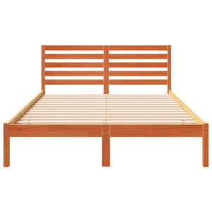 Sängram med huvudgavel Vaxbrun 140 x 220 cm Massiv furu