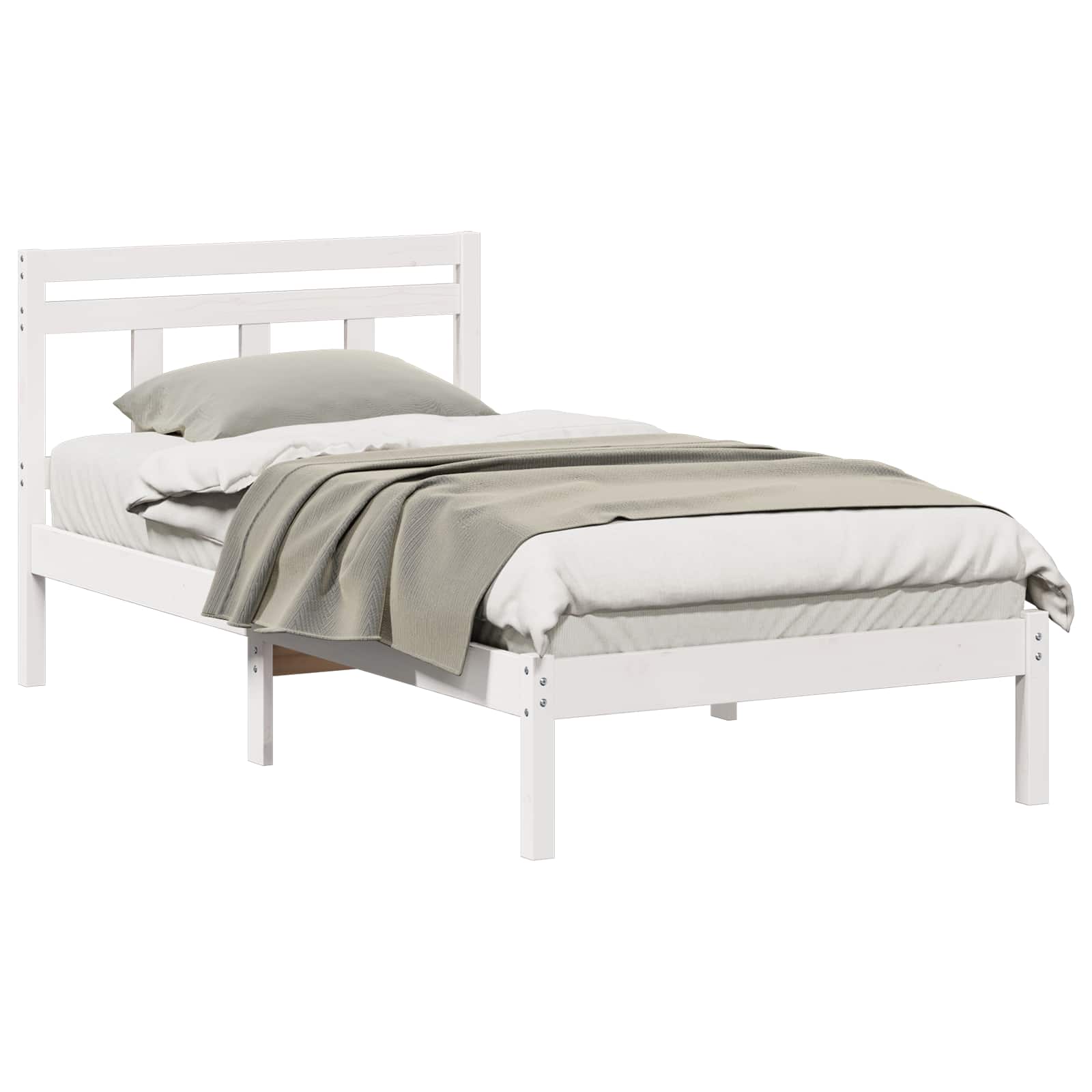 Sängram Vit 90 x 200 cm Massiv furu