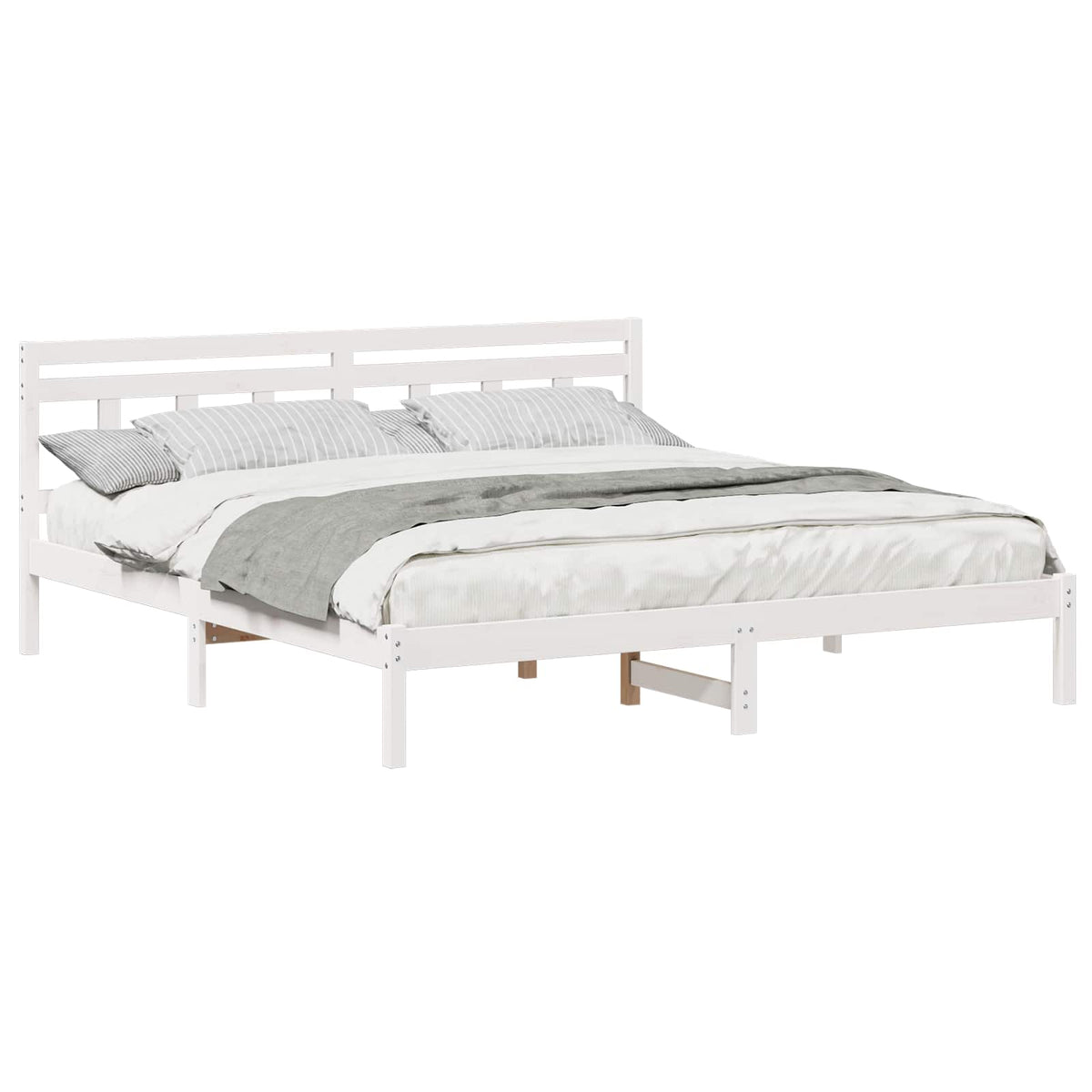 Sängram Vit 200 x 200 cm Massiv furu