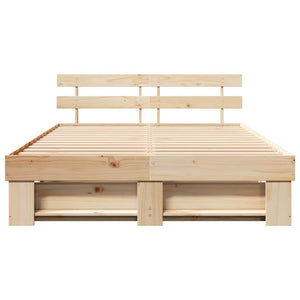 Sängram med huvudgavel Brun 140 x 200 cm Massiv furu