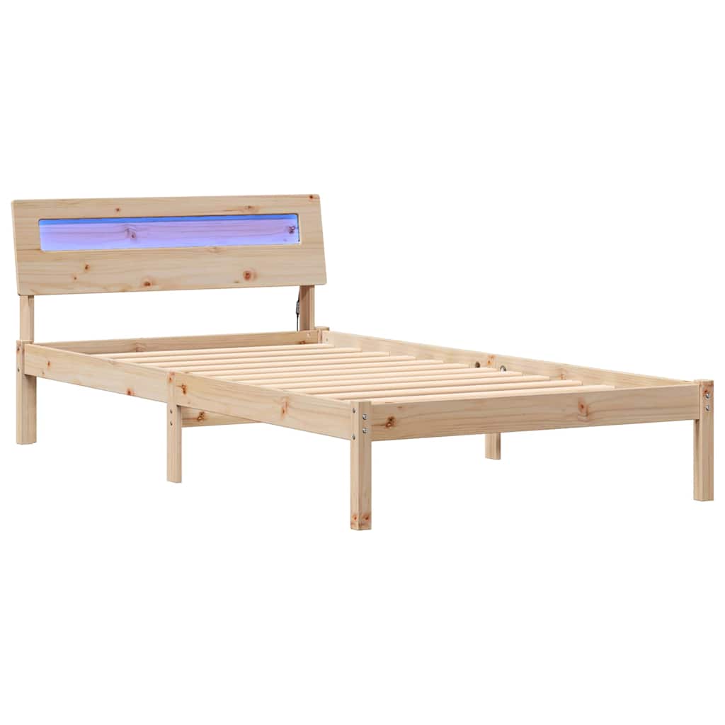 Sängram med huvudgavel Brun 100 x 200 cm Massiv furu