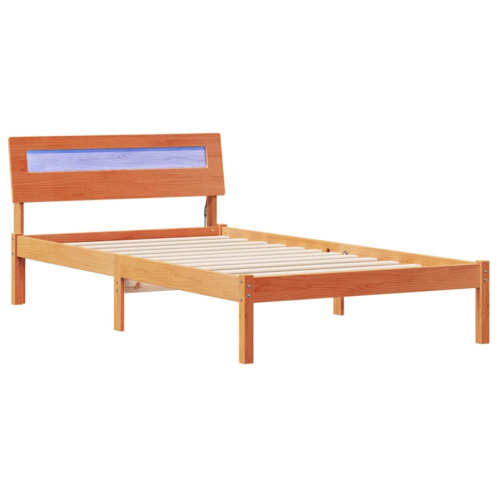 Sängram med huvudgavel Vaxbrun 75 x 190 cm Massiv furu