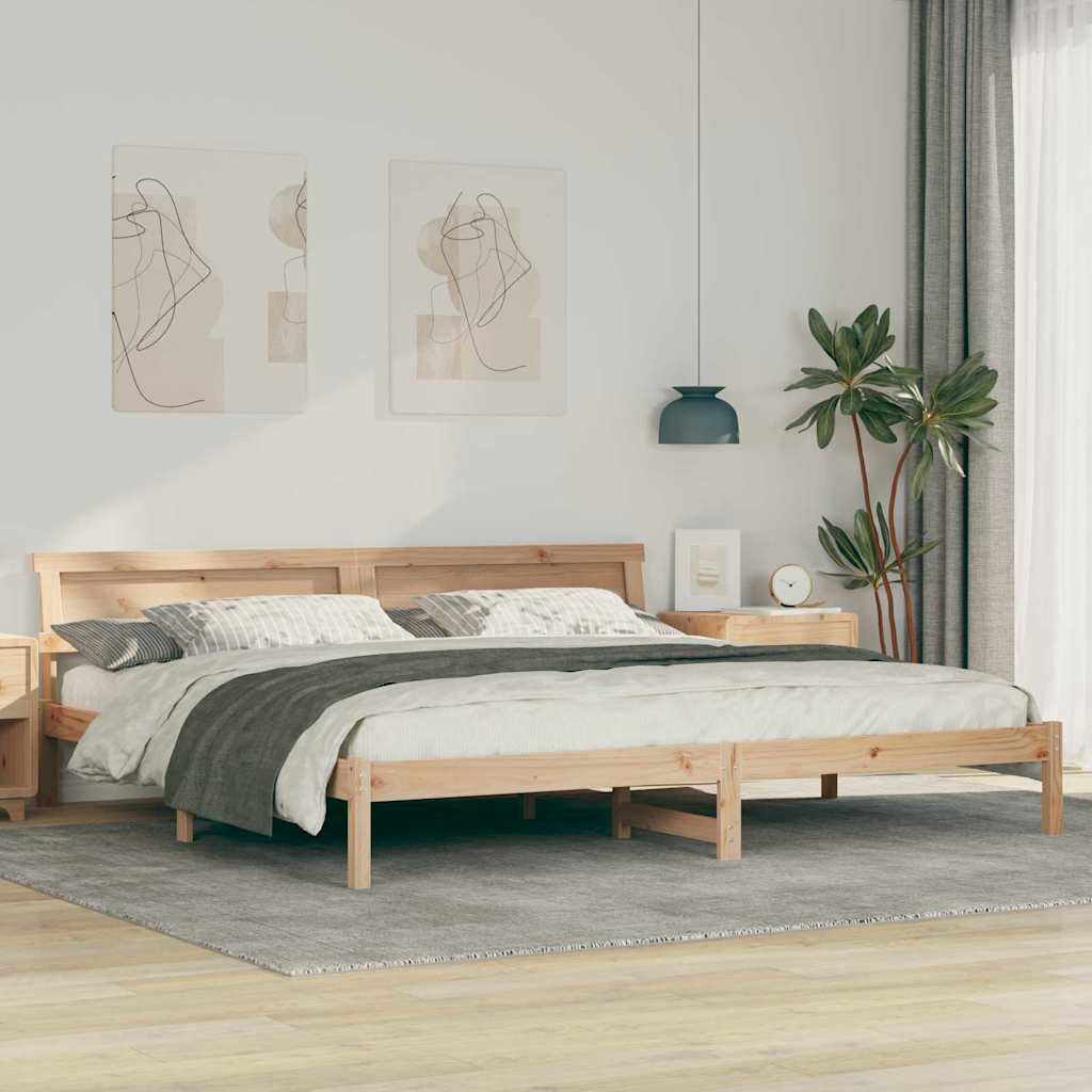Sängram med huvudgavel Brun 180 x 200 cm Massiv furu