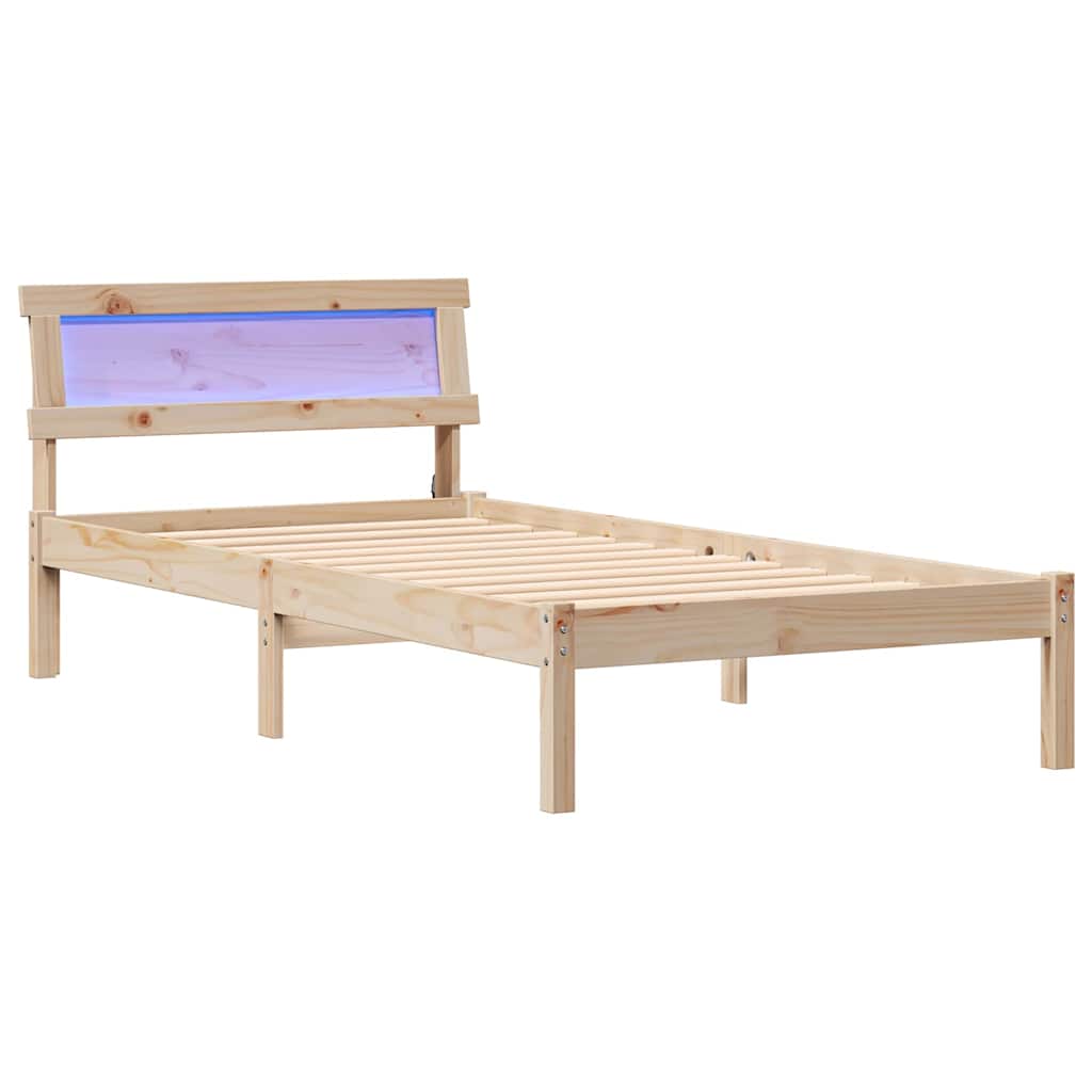 Sängram med huvudgavel Brun 90 x 200 cm Massiv furu