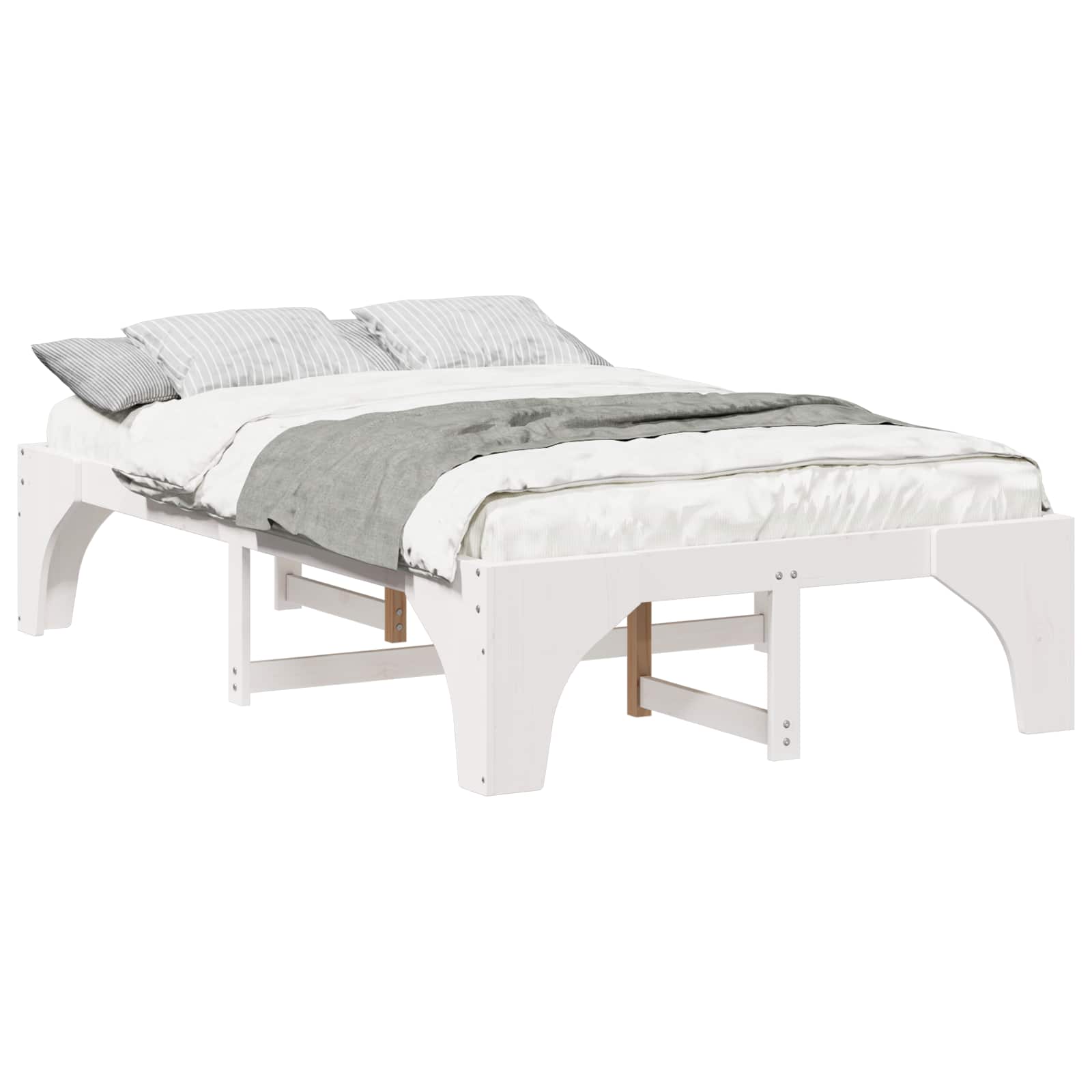 Sängram Vit 140 x 190 cm Massiv furu