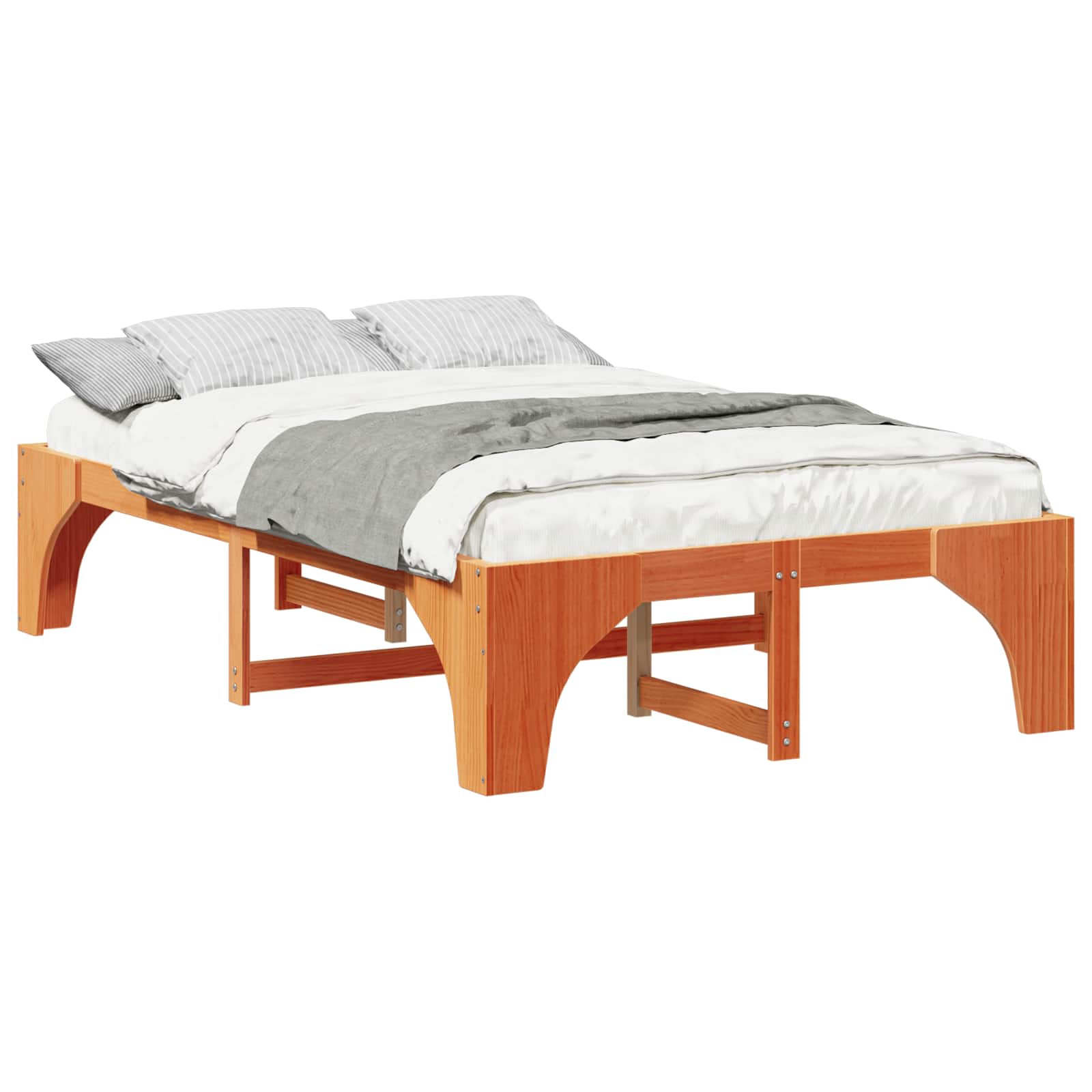 Sängram Brun 140 x 190 cm Massiv furu