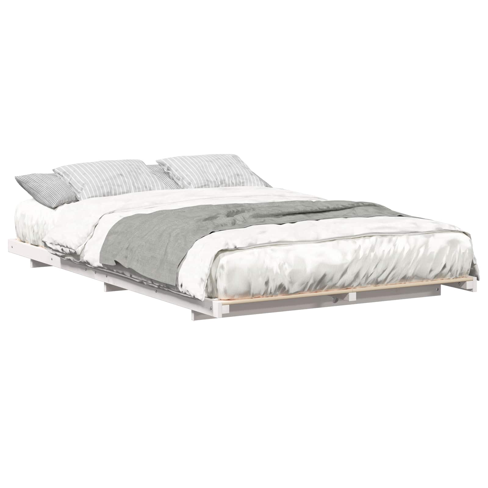 Sängram Vit 140 x 190 cm Massiv furu