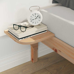 Sängram med sidobord Naturfärg 160 x 210 cm Massiv furu