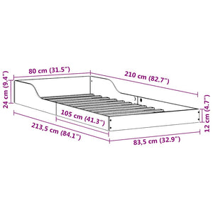 Sängram Vaxbrun 80 x 210 cm Massiv furu