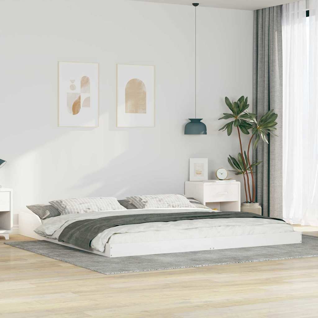 Sängram Vit 200 x 210 cm Massiv furu