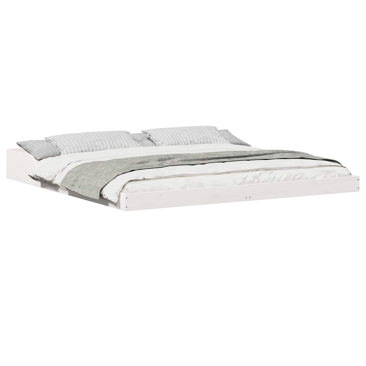 Sängram Vit 200 x 210 cm Massiv furu