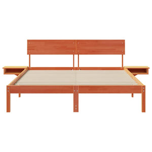 Sängram med huvudgavel Vaxbrun 150 x 200 cm Massiv furu