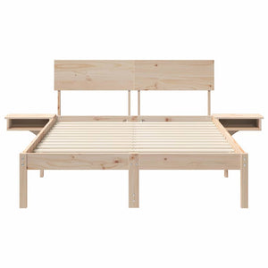 Sängram med huvudgavel Brun 135 x 190 cm Massiv furu