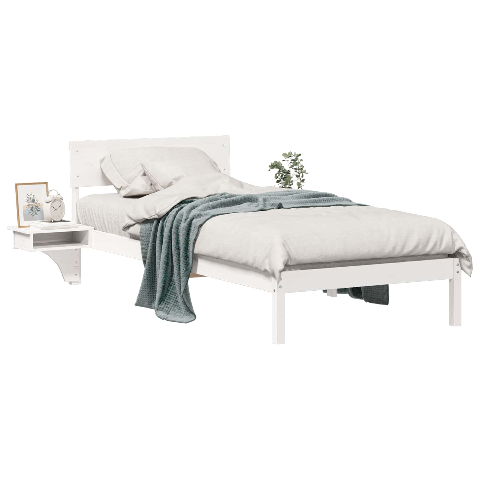 Sängram med huvudgavel Vit 80 x 200 cm Massiv furu