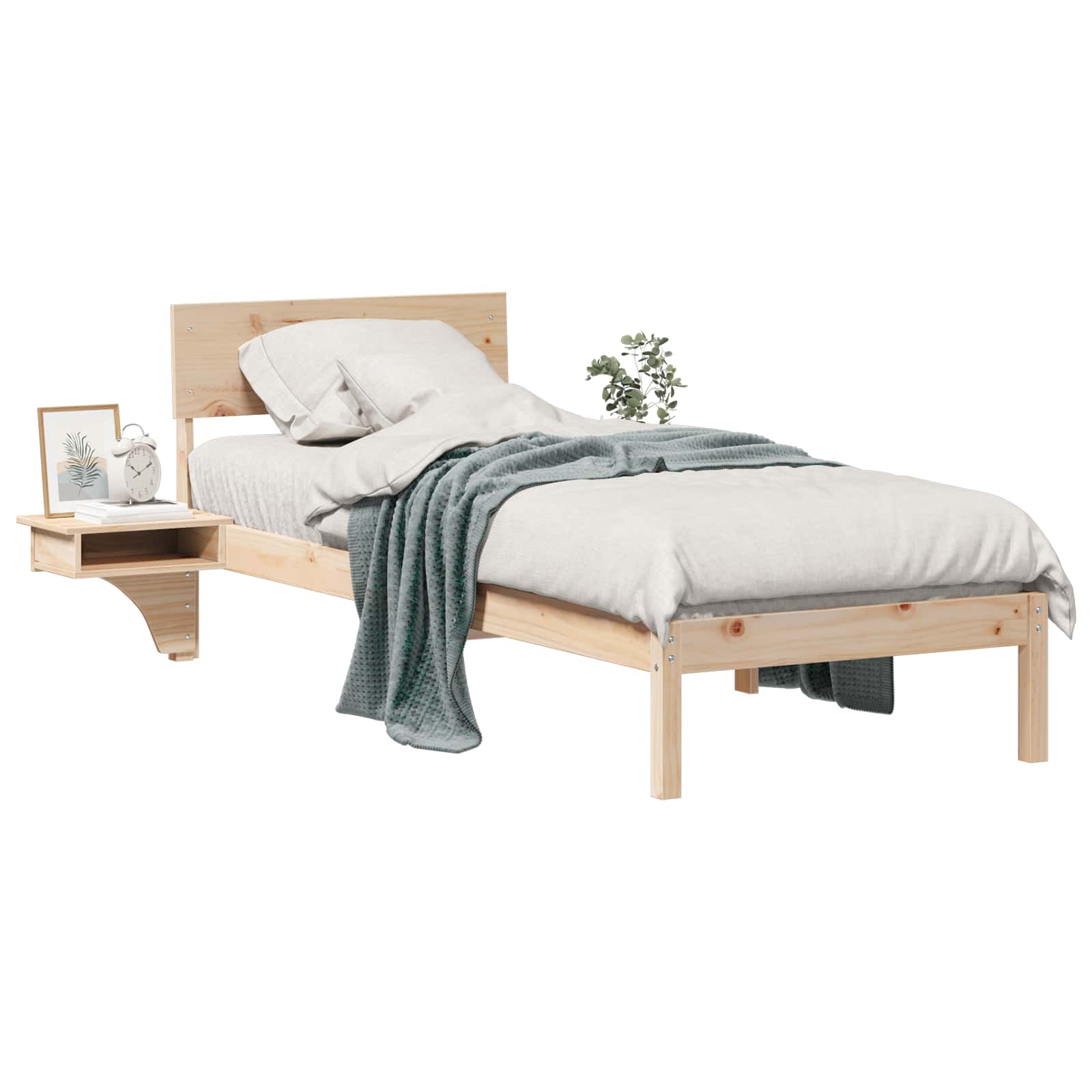 Sängram med huvudgavel Brun 75 x 190 cm Massiv furu