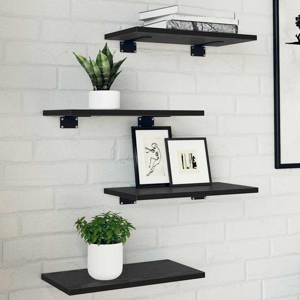 Bokhylla Bräda 4 pcs Svart 40 x 20 x 1,5 cm Konstruerat trä