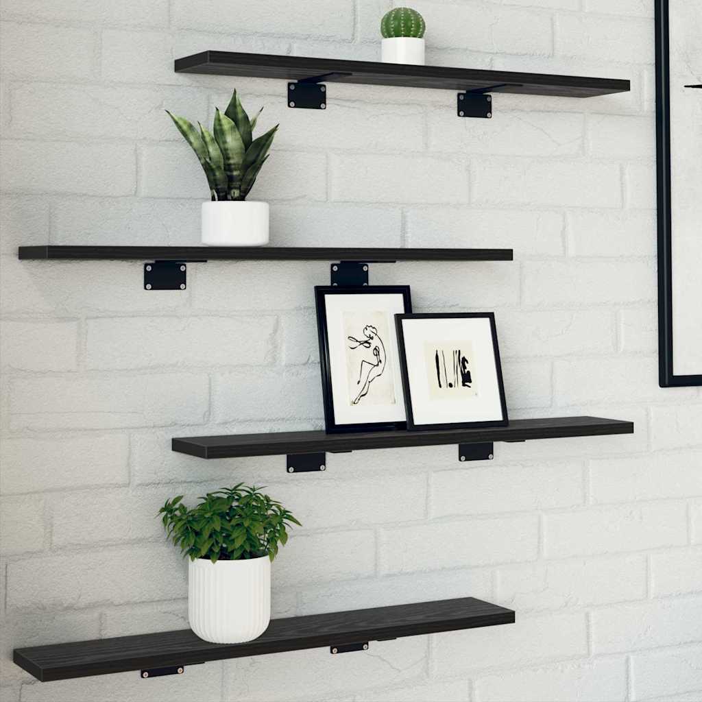 Bokhylla Bräda 4 pcs Svart 60 x 10 x 1,5 cm Konstruerat trä