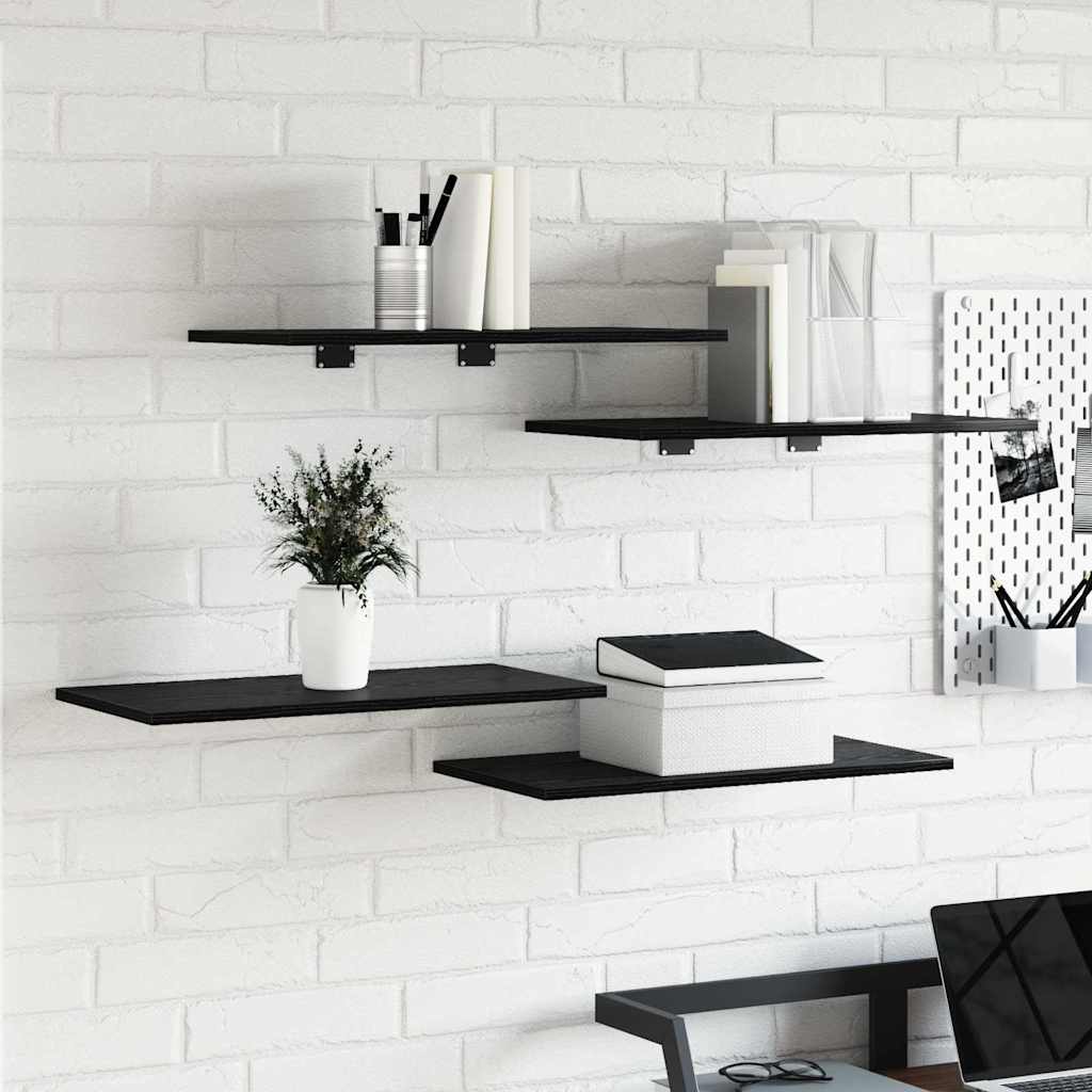 Bokhylla Bräda 4 pcs Svart 60 x 30 x 1,5 cm Konstruerat trä