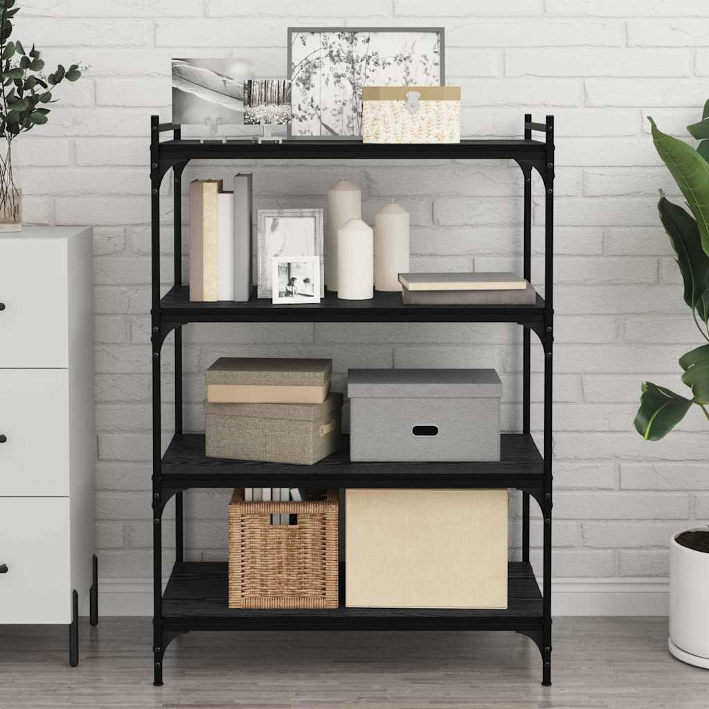 Bokhylla Bräda 4 pcs Svart 80 x 40 x 1,5 cm Konstruerat trä