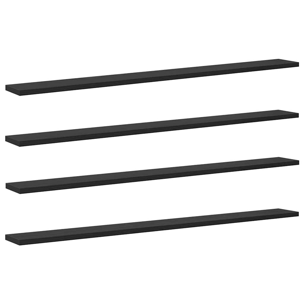 Bokhylla Bräda 4 pcs Svart 100 x 10 x 1,5 cm Konstruerat trä