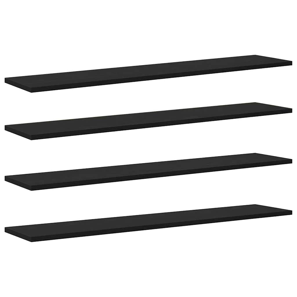 Bokhylla Bräda 4 pcs Svart 100 x 20 x 1,5 cm Konstruerat trä