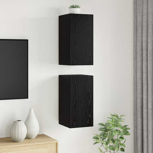 Vägg TV Skåp 2 pcs Svart Ek 30,5 x 30 x 60 cm Konstruerat trä