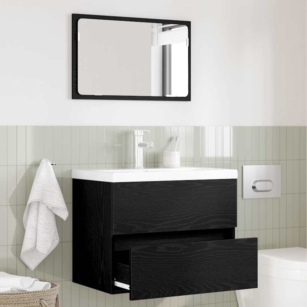 Badrumsmöbelset 2 st Svart Ek 57 x 37 x 45 cm