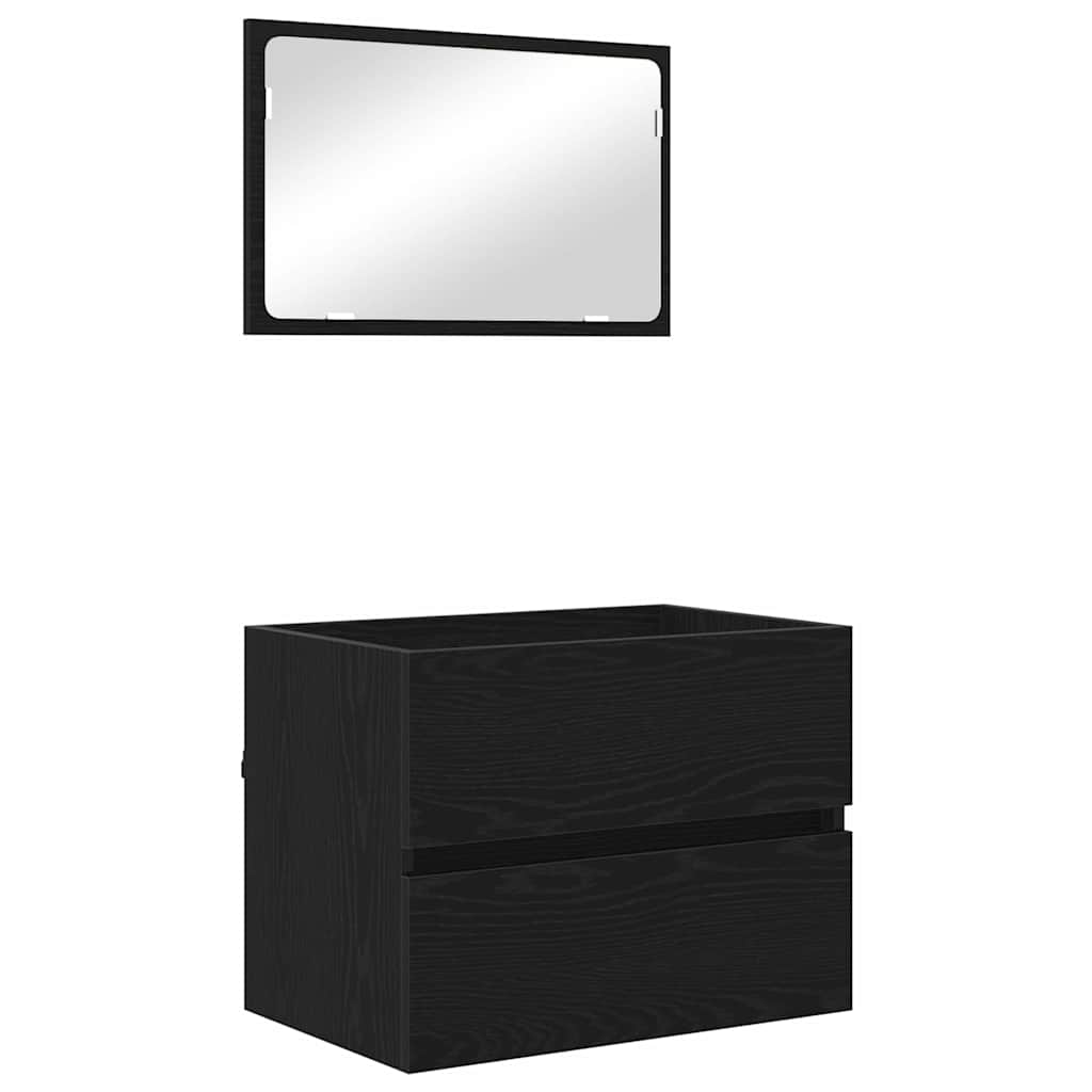 Badrumsmöbelset 2 st Svart Ek 57 x 37 x 45 cm