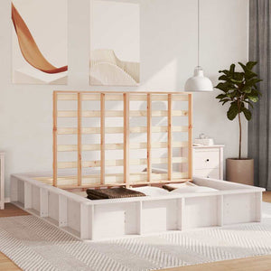 Sängram Vit 160 x 200 cm Massiv furu