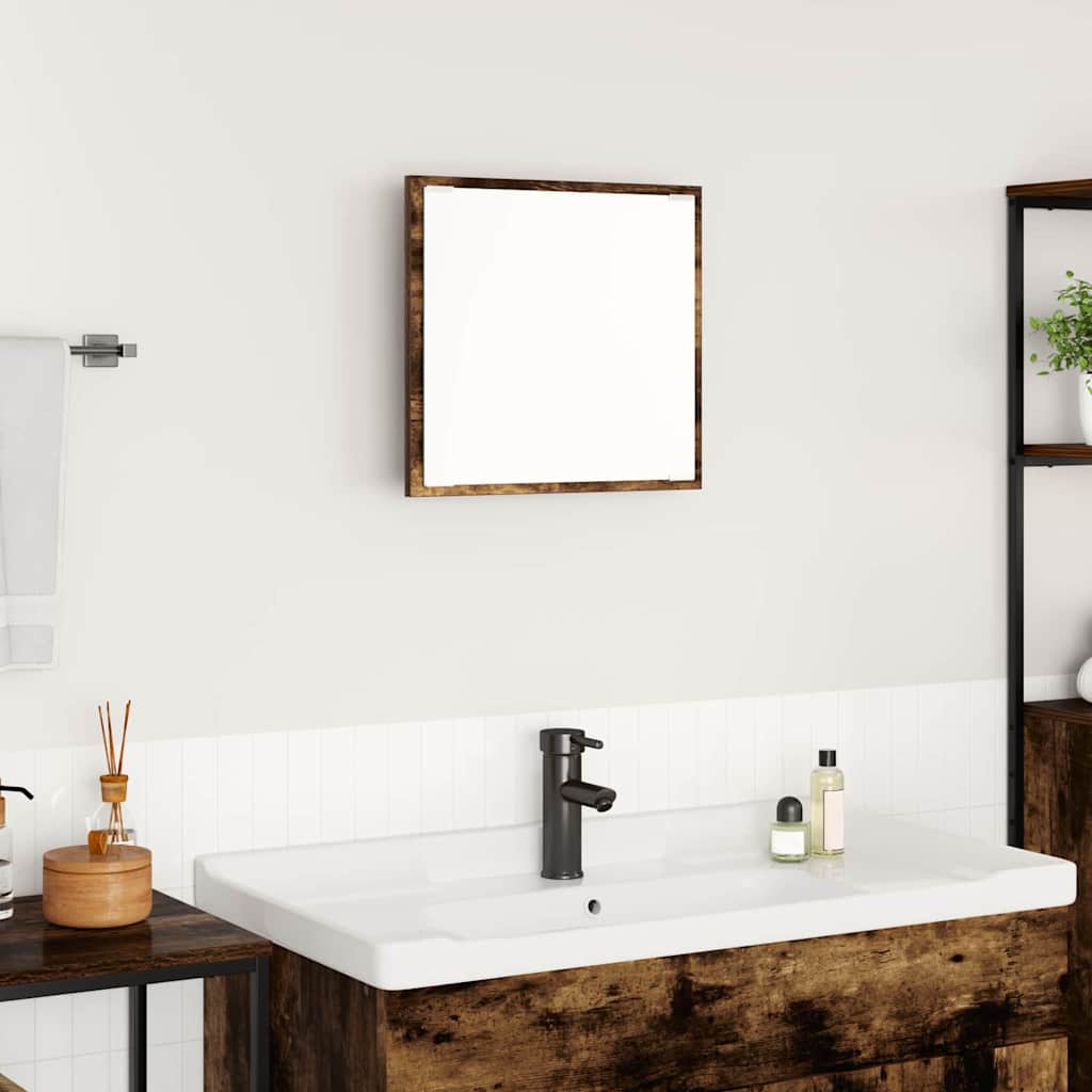 LED Badrumsspegel Rökt ek 40 x 37 x 8.5 cm Konstruerat trä