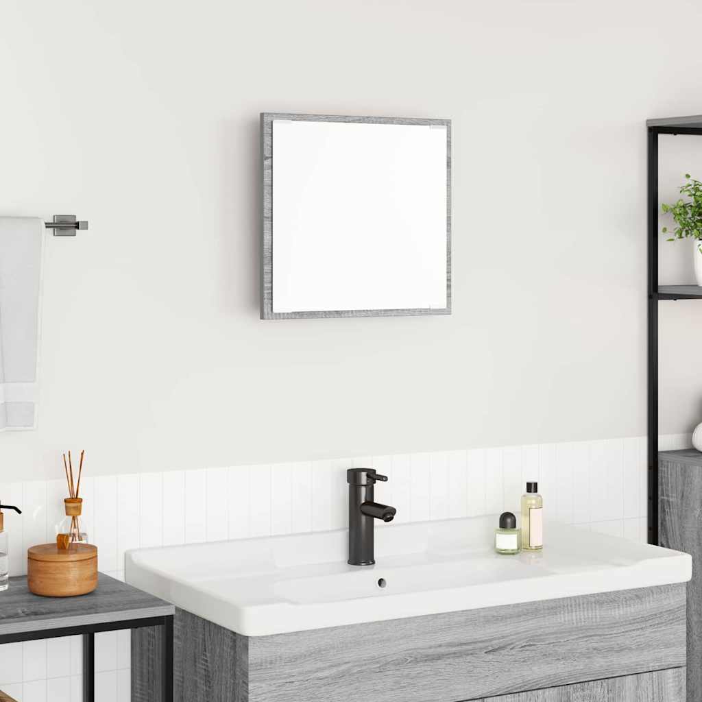 LED Badrumsspegel Grå Sonoma 40 x 37 x 8.5 cm Konstruerat trä