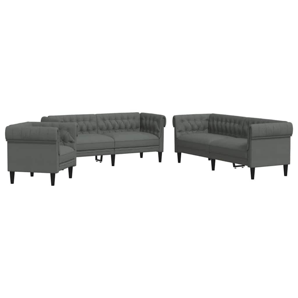 Vardagsrumsoffa 3 pcs Mörkgrå 201,5 x 74,5 x 74,5 cm tyg