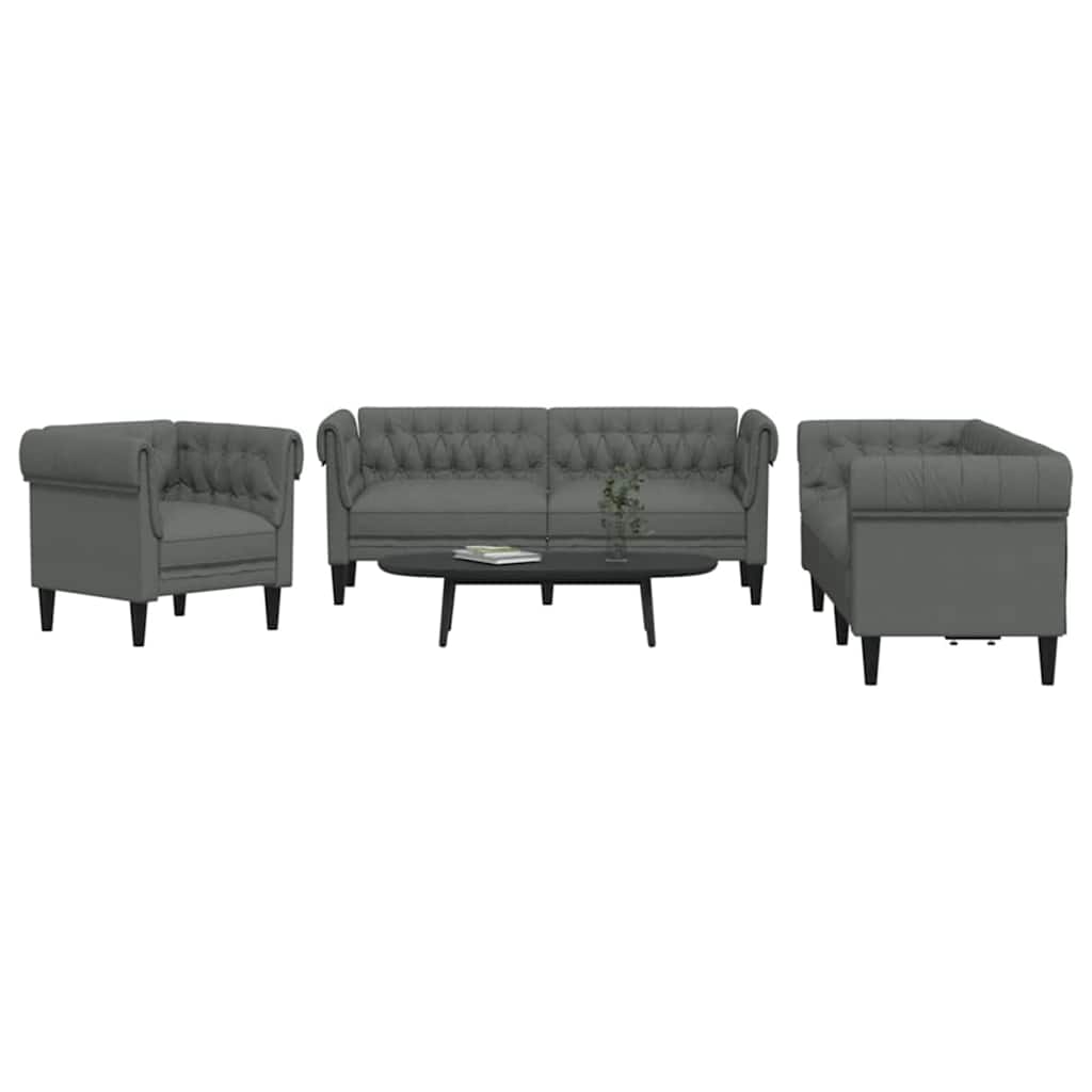 Vardagsrumsoffa 3 pcs Mörkgrå 201,5 x 74,5 x 74,5 cm tyg