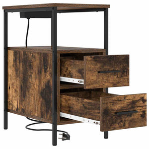 Nattduksbord med låda Rökt ek 30 x 48 x 61 cm Konstruerat trä