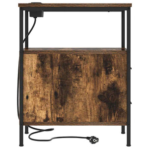 Nattduksbord med låda Rökt ek 30 x 48 x 61 cm Konstruerat trä